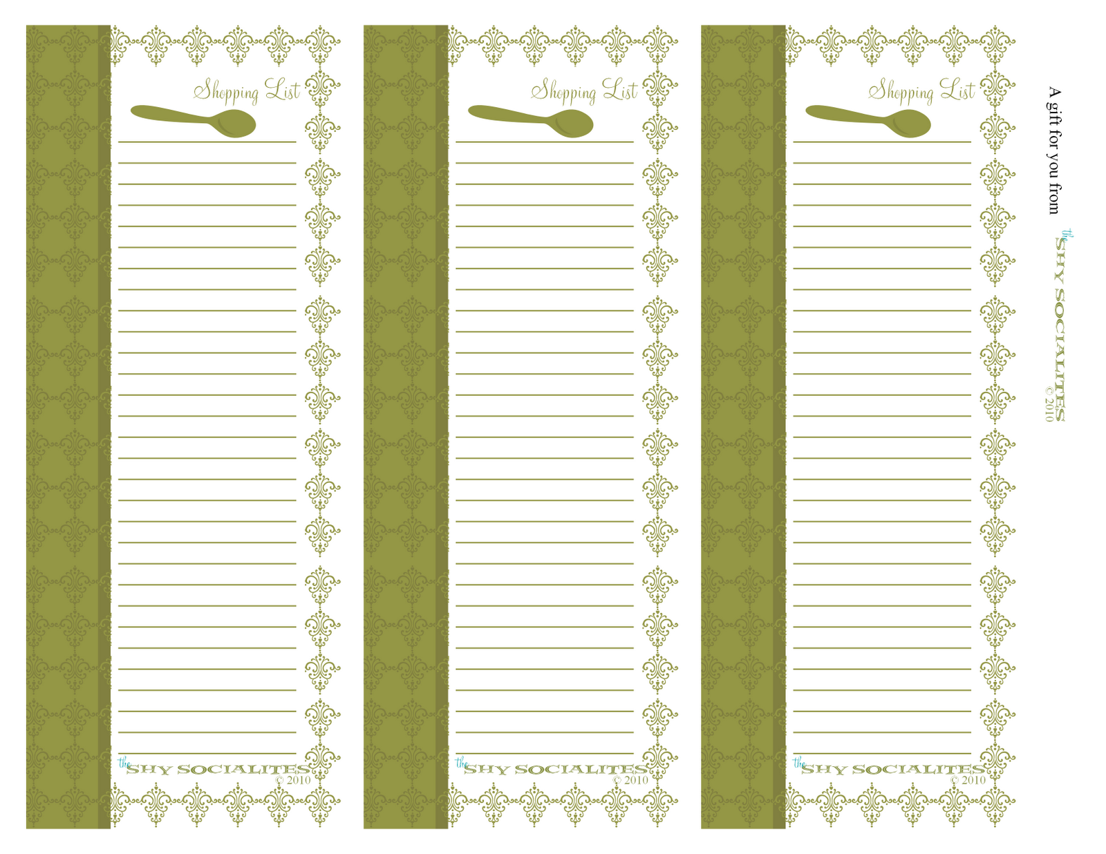 shysocialites: Free Printable Shopping Lists